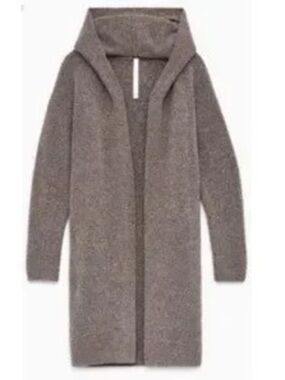 💜Aritzia Group Babaton Ammonius Merino Yak Wool Blend Hooded Cardigan Taupe XS